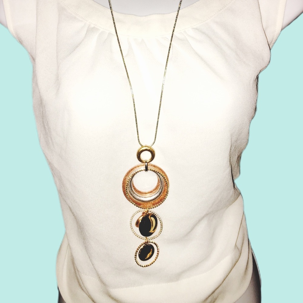 Silver and gold long necklace